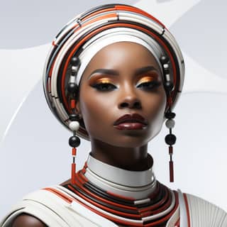 beautiful african woman in traditional costume with bright makeup