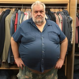 tired fattening 60 years old man trying on clothes that are too tight photo taken with provia happenings decadent poignant
