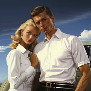 in a white shirt and in tight shorts in a golf field in the style of classic glamour rob hefferan richard phillips