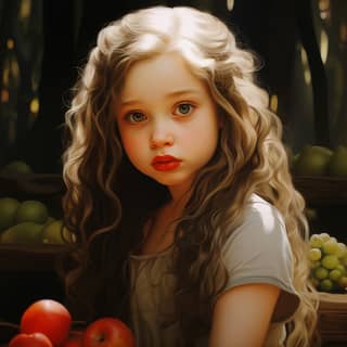 toddler, girl with long hair and red lips