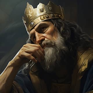 Thoughtful king solomon high-quality oil-paint iconic genius, the king of the north