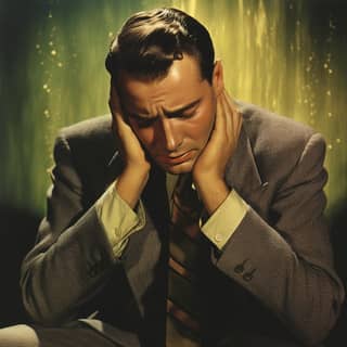 magazine ad photograph 1950s striking light ambient nostalgic emotional beautiful man in 30s crying tears down face