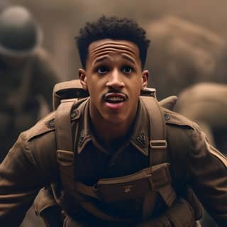 Detroit Pistons player Cade Cunningham in the trench during WW1