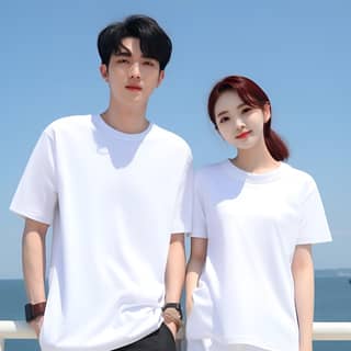 Xiao Zhan is standing on the deck ship wearing a white short-sleeved T-shirt simple and clean refreshing and clean