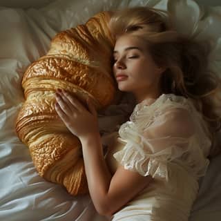 sleeping with a large croissant