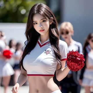 a pretty girl in cheerleading uniform