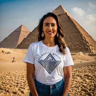 in front of the pyramids in egypt