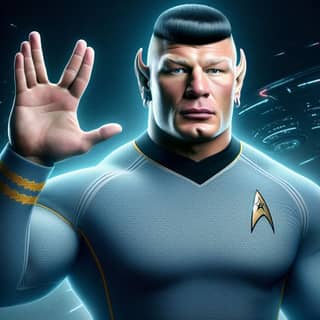 the star trek character is shown in a blue uniform