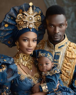 african family in traditional attire
