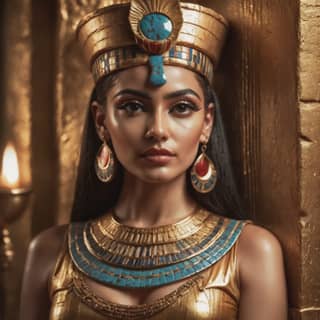 beautiful egyptian woman in gold dress