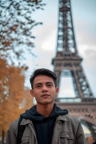 in front of the eiffel tower